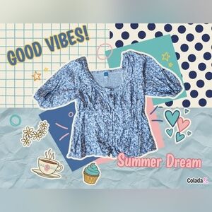 Old Navy Blue Floral Blouse